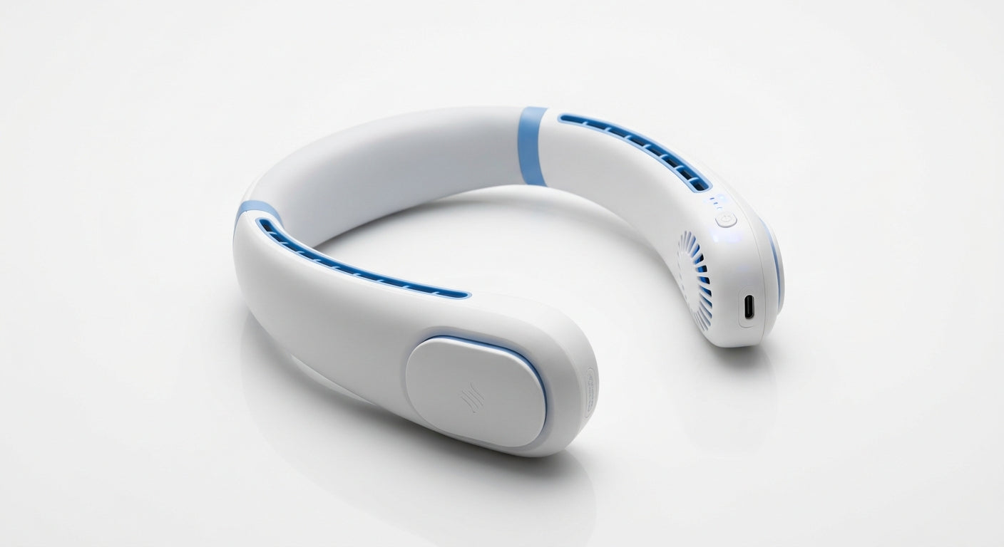 Ventilateur tour du cou sans pale blanc rechargeable USB-C